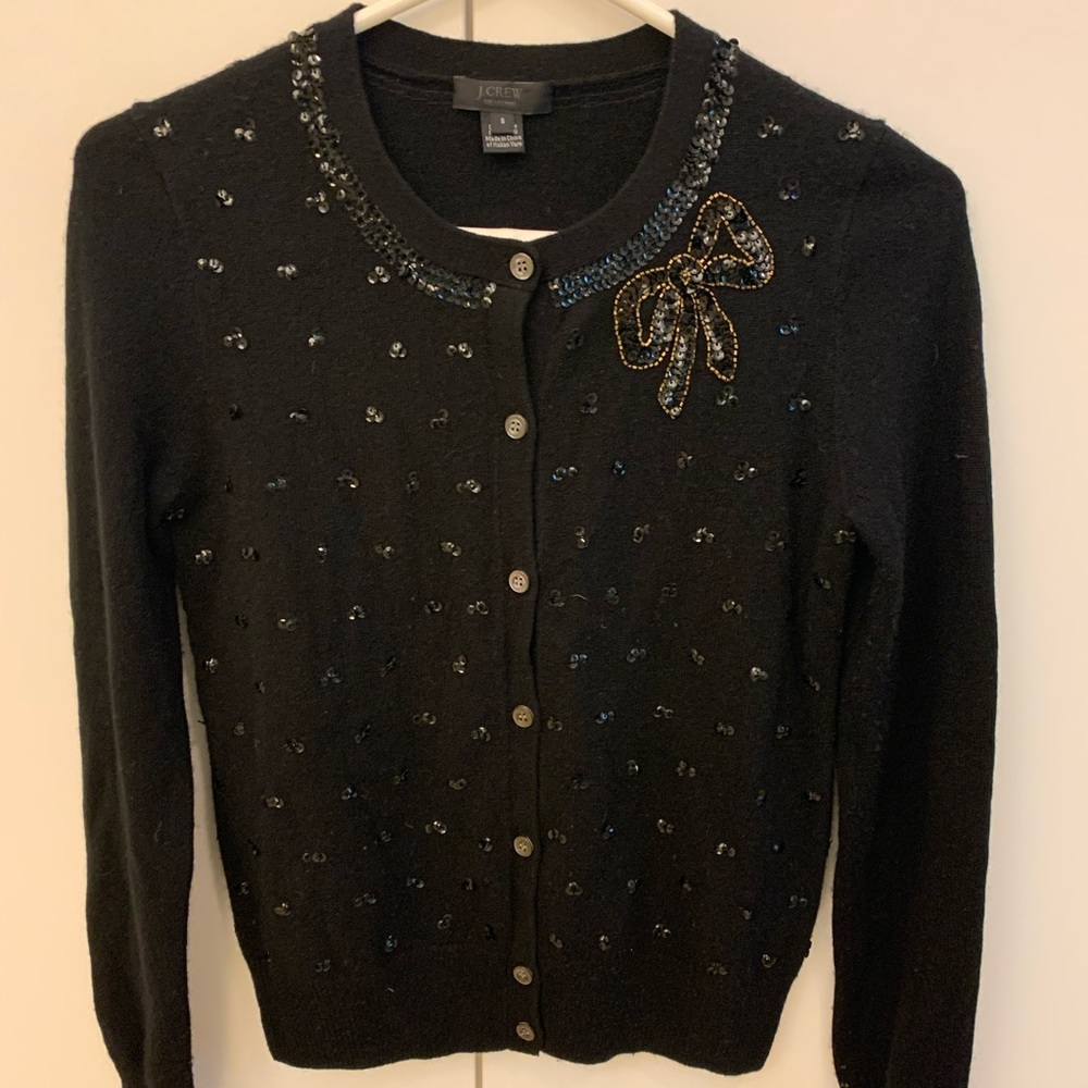 J. CREW BEADED CASHMERE CARDIGAN